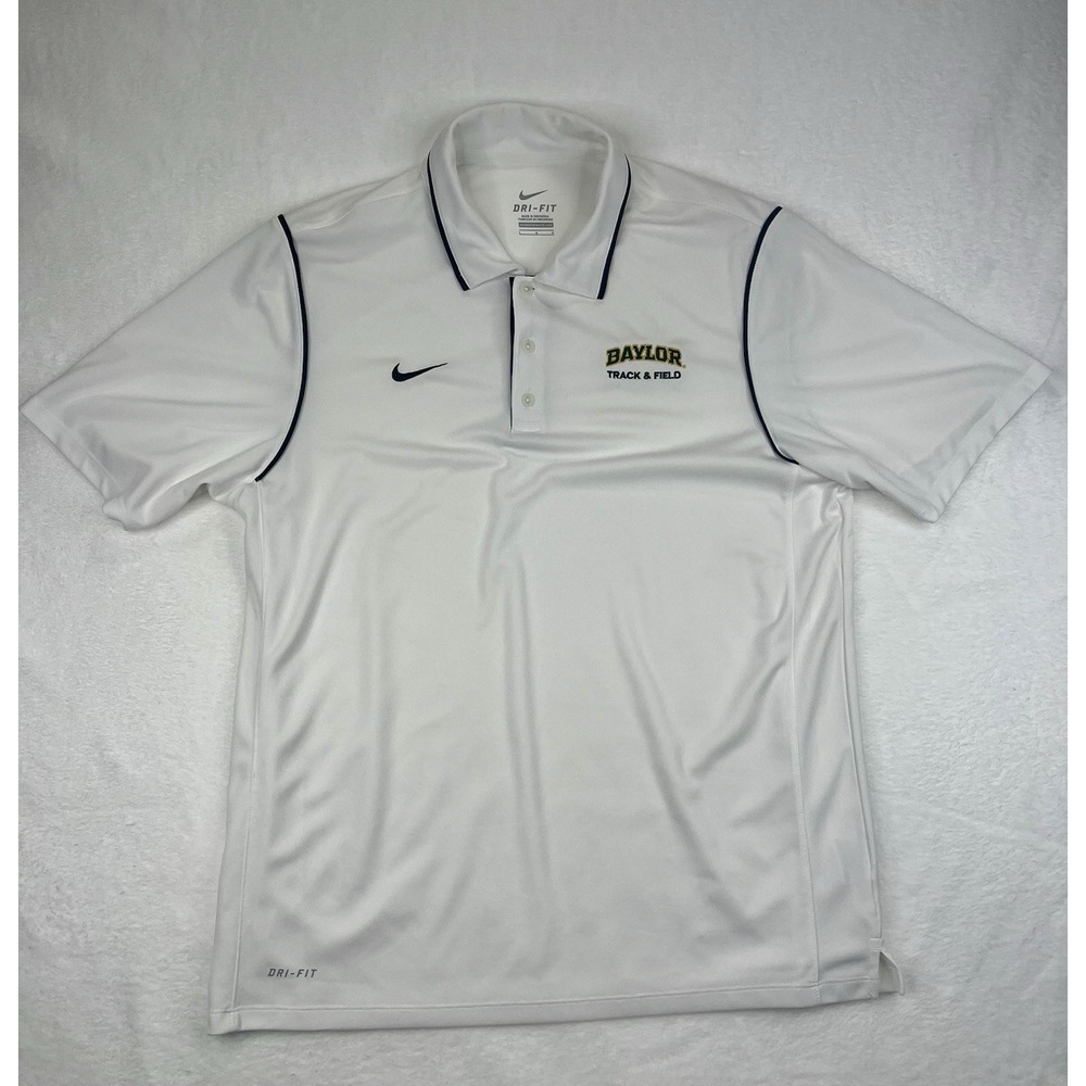 Baylor University White Polo Men's‎ Sz Large Nike Dri-Fit Track & Field